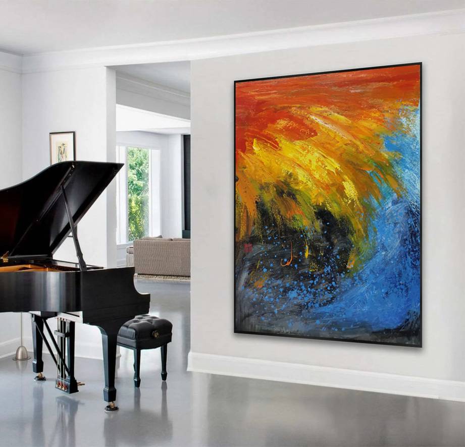 Red Living Abstract Canvas Wall Art 89SSK wall art